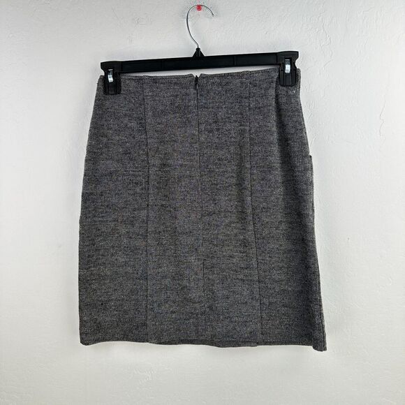 Theory Straight‎ Pencil Skirt Womens Size 2 Gray Wool Blend Back Zip - Picture 2 of 8